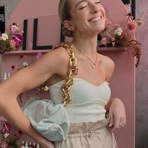 Who What Wear Cream Knit Bustier Herringbone